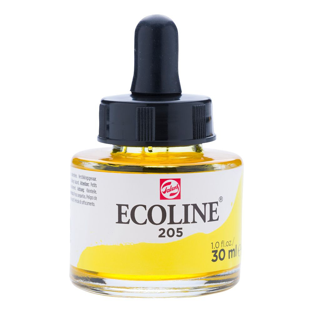 Жидкая акварель "ECOLINE", 205 желтый лимонный, 30 мл