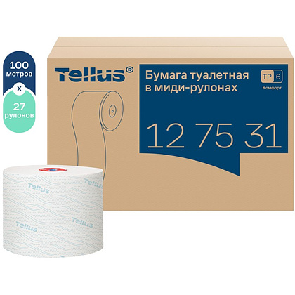 Бумага туалетная Tellus Комфорт T6, в миди-рулонах 100 м, 2 слоя - 4