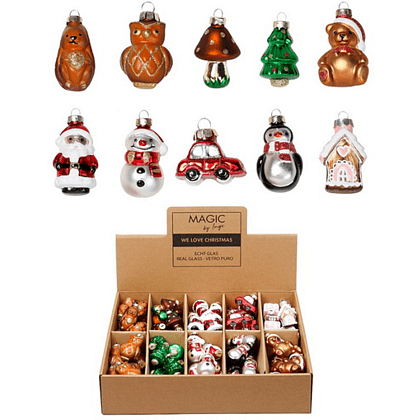 Украшение елочное "Glass miniatures", 4,5-5,5 см, стекло, ассорти