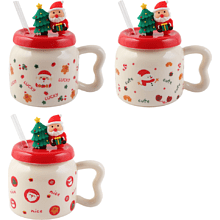 Кружка керамическая "Новый год", 450 мл, с крышкой, ассорти