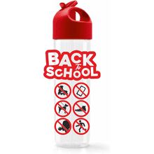 Бутылка для воды "Back to School. Знаки", красный, прозрачный