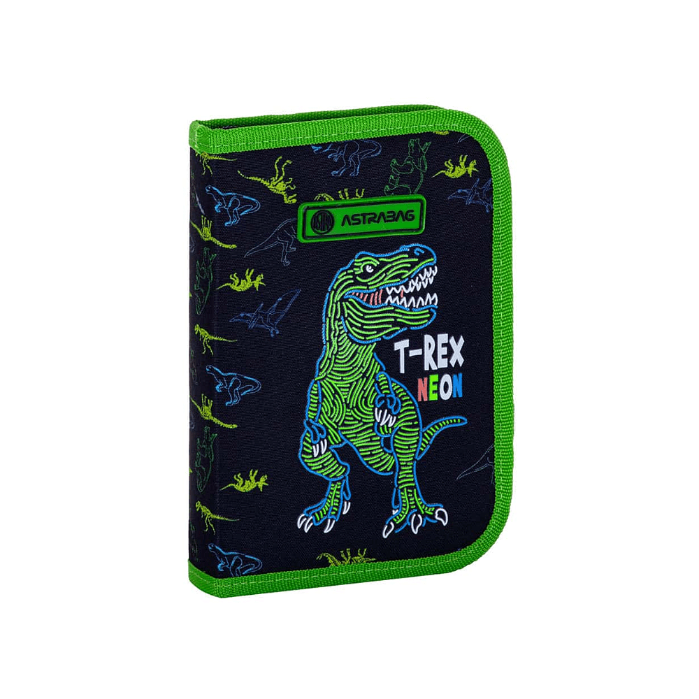 Пенал-книжка "T-Rex Neon", 1 отделение, черный, зеленый - 2