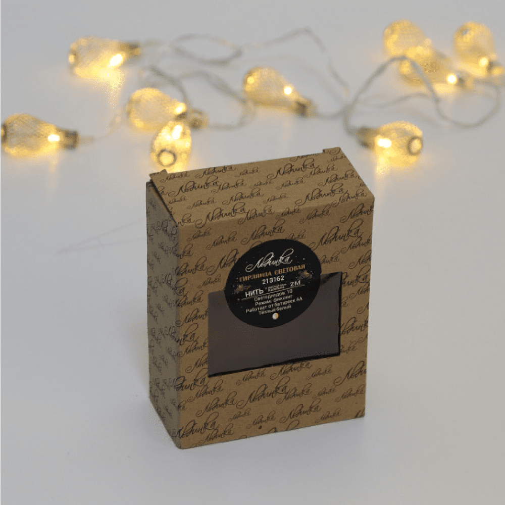 Гирлянда электрическая LED "Нить" с насадками "Ажурная капелька", 2 м, тепло-белый - 2