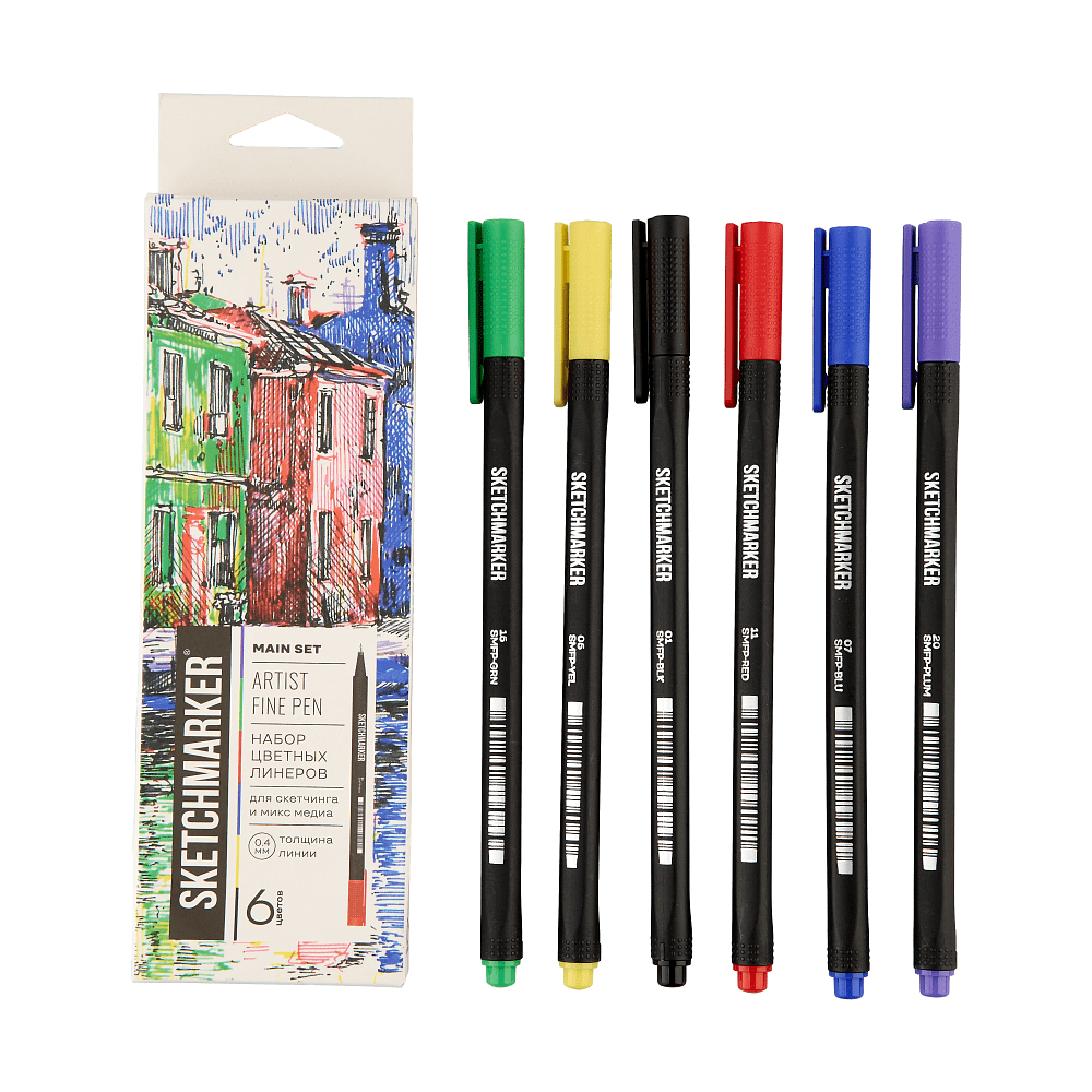 Ручка капиллярная "Sketchmarker Artist fine pen Main", 6 шт - 11