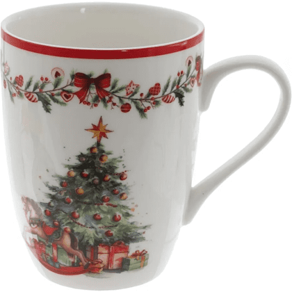 Кружка фарфоровая "Елка", 350 мл. , разноцветный