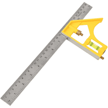 Линейка Deli EDL7300Y, с угольником и уровнем, металл, пластик, 30 см 