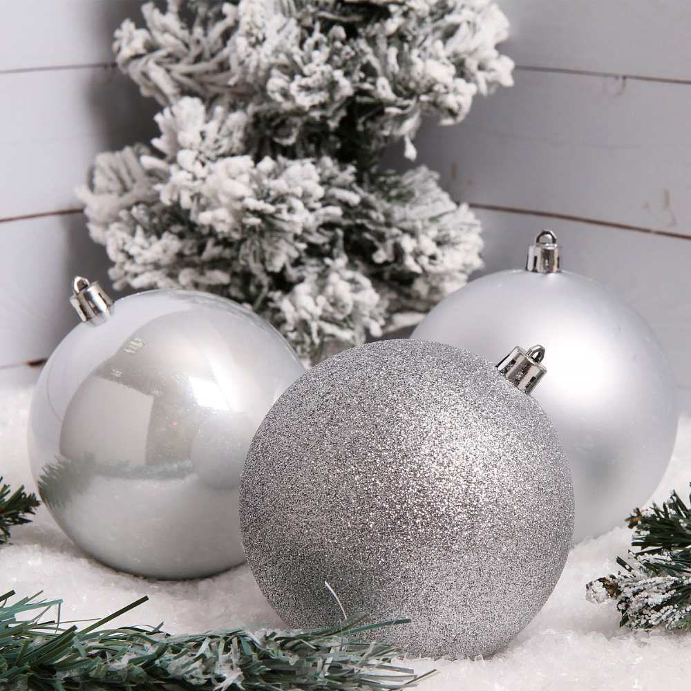 Шар елочный "200120", 10 см, 3 шт/уп., пластик, ассорти - 2