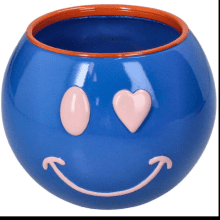 Кашпо "Smiley", полистоун, синий