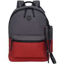 Рюкзак молодежный "Grizzly", темно-серый, красный