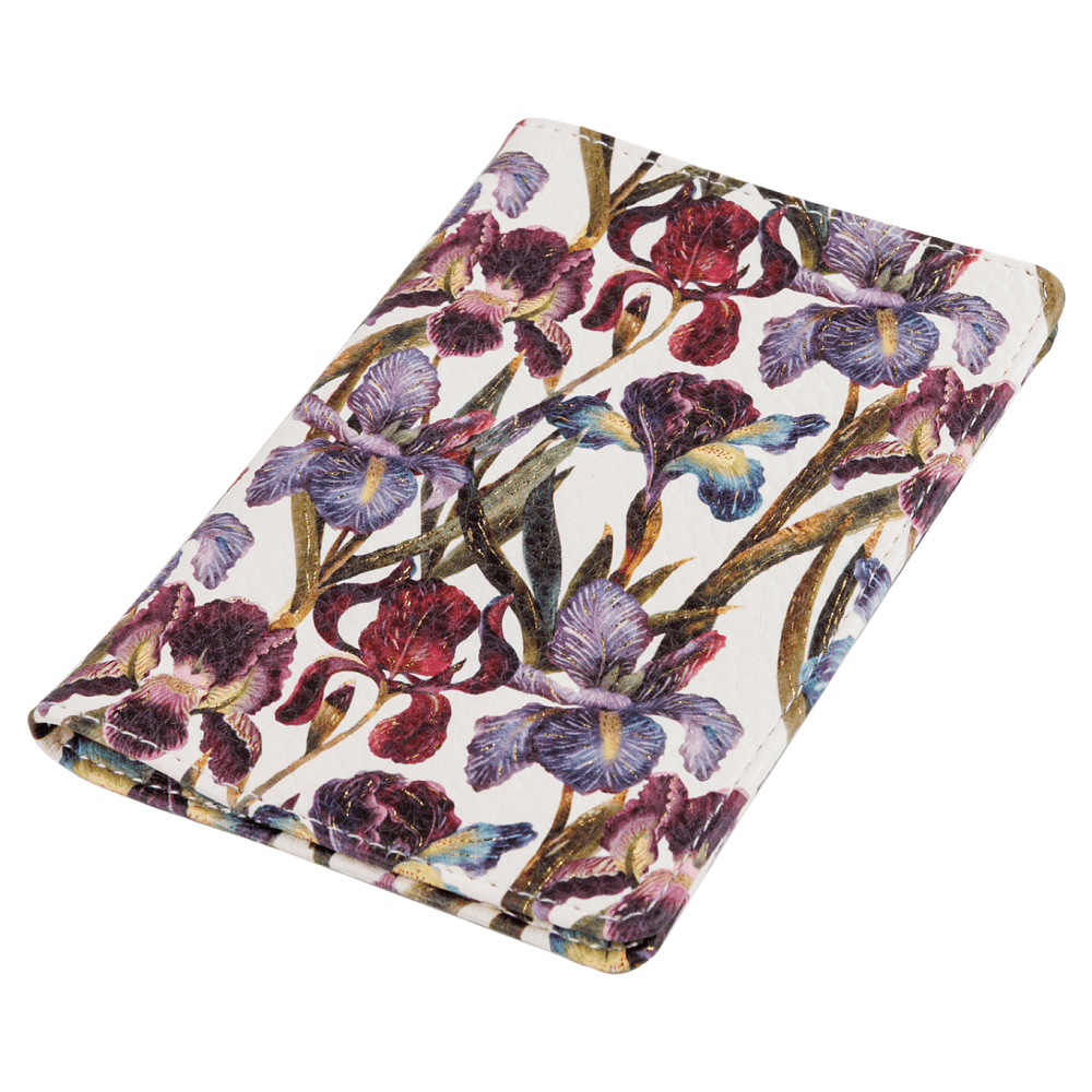 Обложка для паспорта "Flora. Ирисы", кожзам., белый - 4