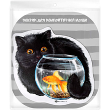 Коврик для мыши "Чёрный кот", 210x200x2 мм, ПВХ, разноцветный