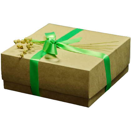 Коробка подарочная картонная, 20х20х8 см, коричневый - 3