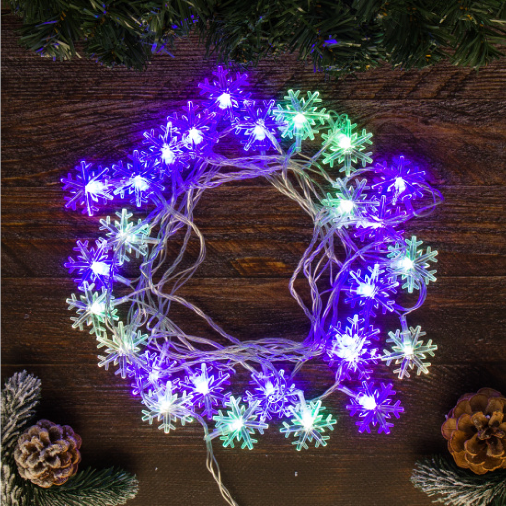 Гирлянда электрическая LED "Нить" с насадками "Снежинка", 4,5 м, мультиколор - 5