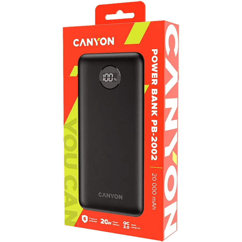 Внешний аккумулятор CANYON "PB-2002", 20000mAh , черный - 4