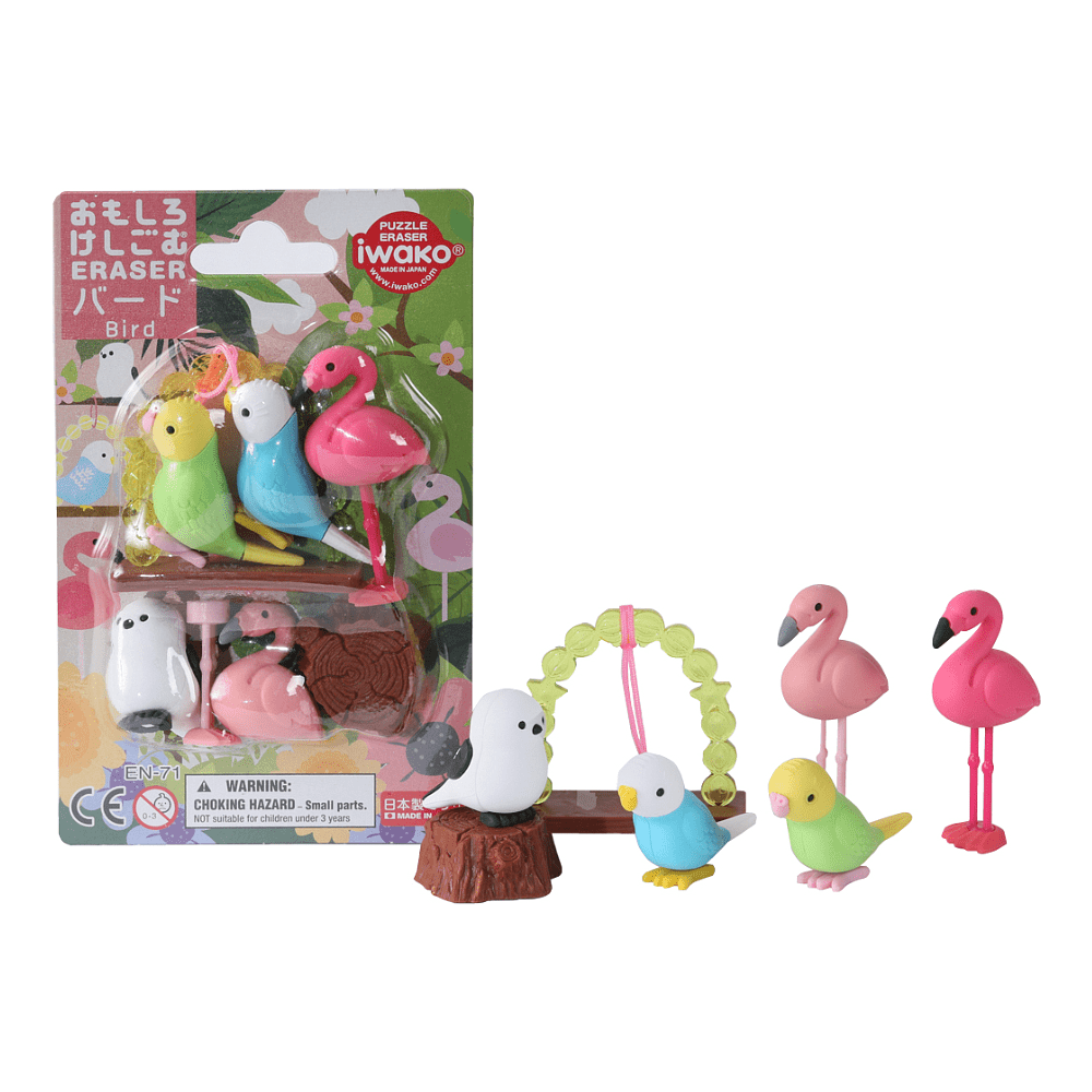 Набор ластиков "IWAKO Birds", блистер