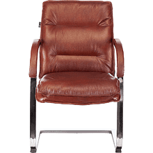 Кресло на полозьях "Бюрократ T-9927SL-LOW-V", натуральная кожа, светло-коричневый, металл хром