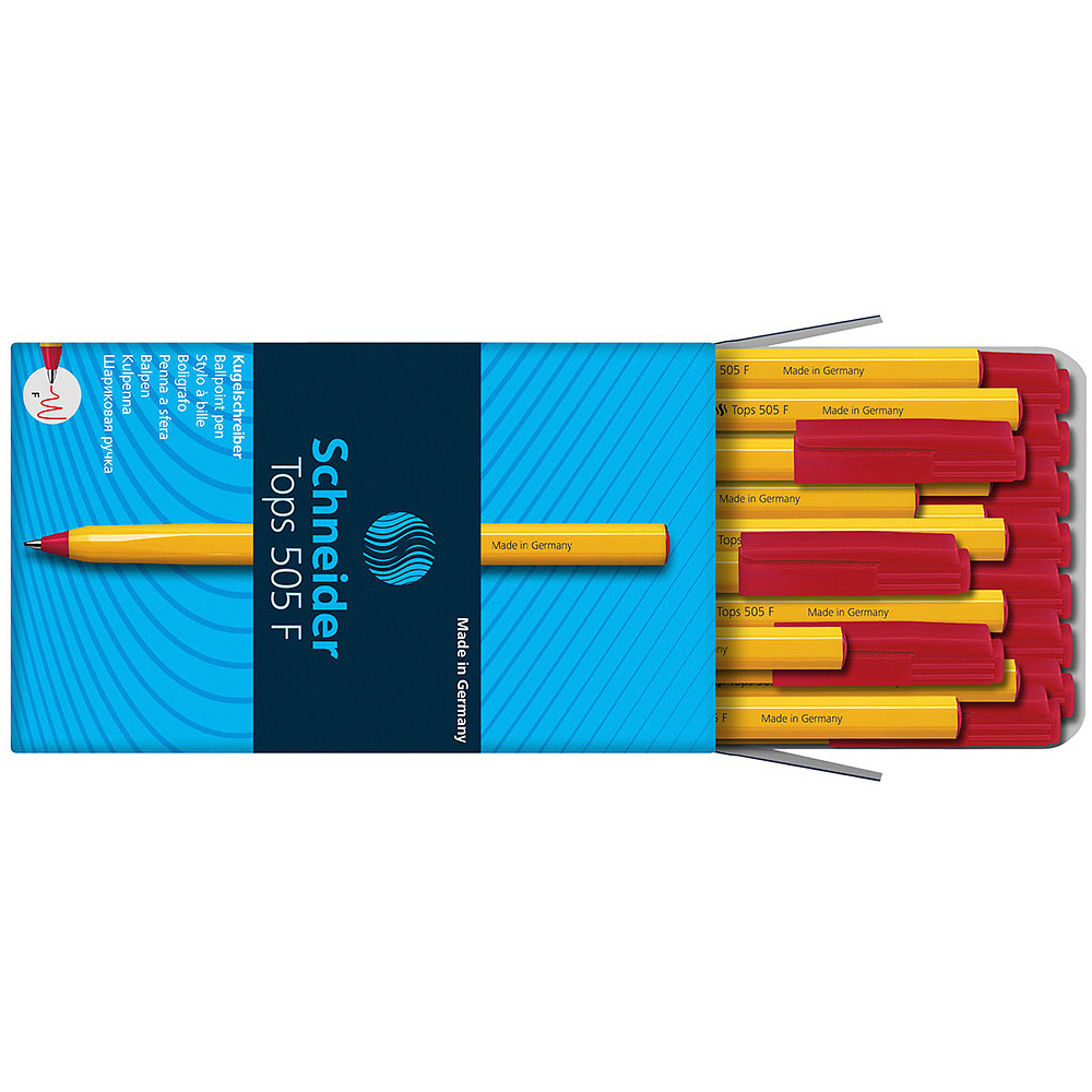 Ручка шариковая "Schneider Tops F", 0.4 мм, желтый, стерж. красный - 4