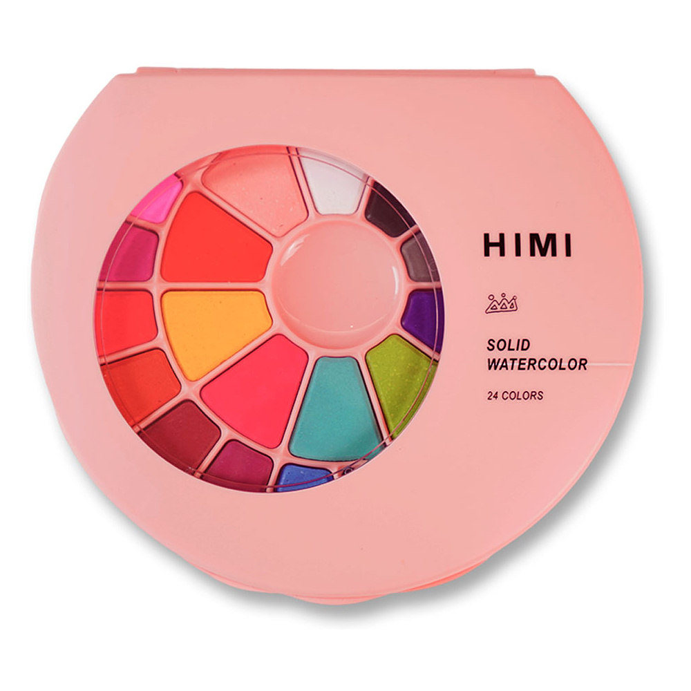 Набор красок акварельных "Himi Miya", 24 цветов, кюветы, розовый футляр