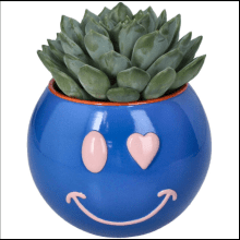 Кашпо "Smiley", полистоун, синий