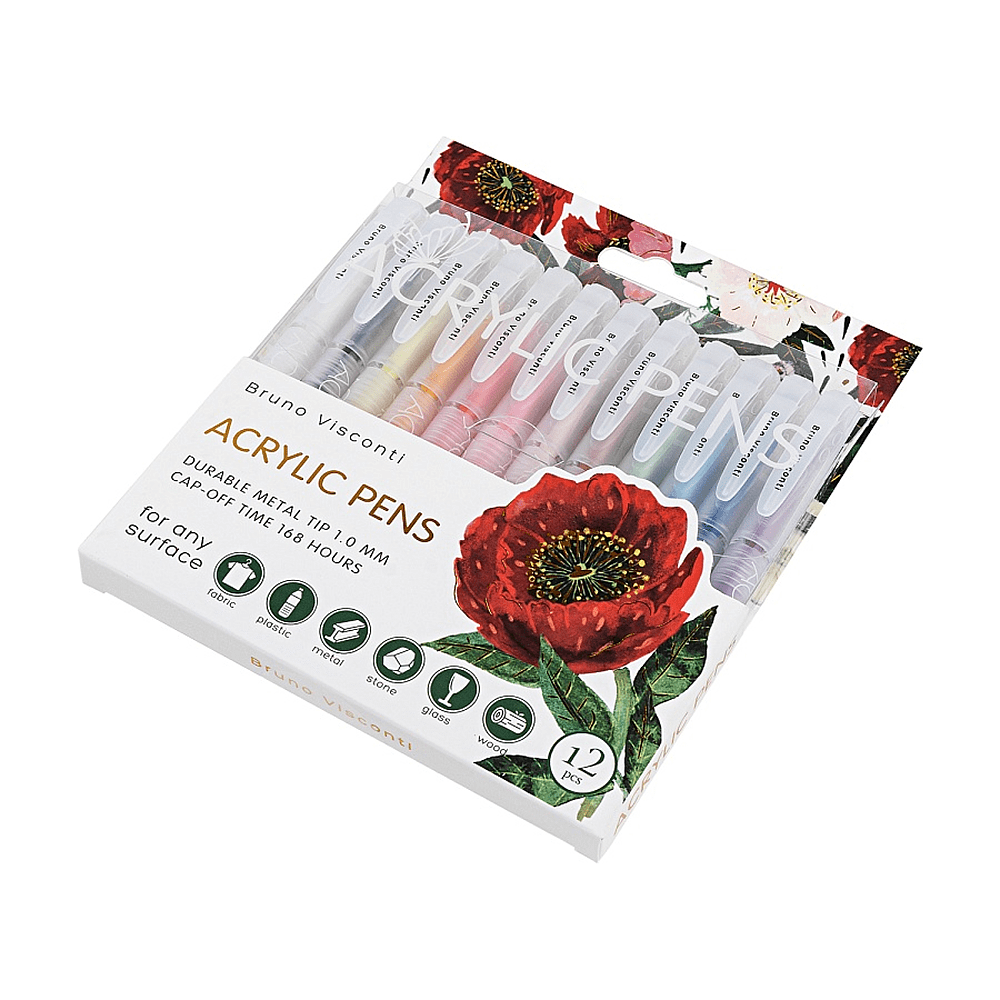 Набор ручек акриловых "Flora. Пионы", шариковые, 1 мм., пластик, 12 штук - 2