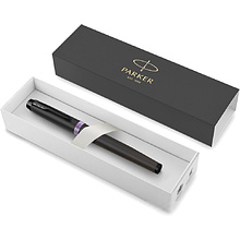 Ручка-роллер Parker "IM Vibrant Rings T315 Amethyst Purple PVD", 0,5 мм, черный, фиолетовый, стерж. черный