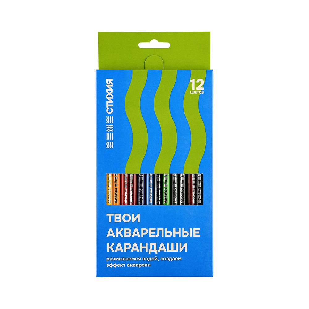 Набор акварельных карандашей "Стихия", 12 цветов