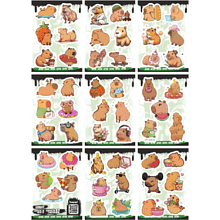 Набор наклеек объемных "Капибара", А6, 9 листов, 52 шт