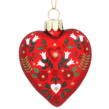 Украшение елочное "Альпийское сердце", 8 см, стекло, красный