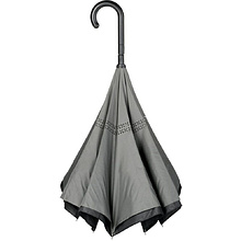 Зонт-трость "Flipped", 109 см, светло-серый, черный