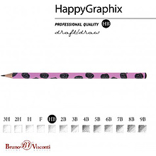 Карандаш чернографитный "HappyGraphix. Ежевика", HВ, без ластика, черный, розовый