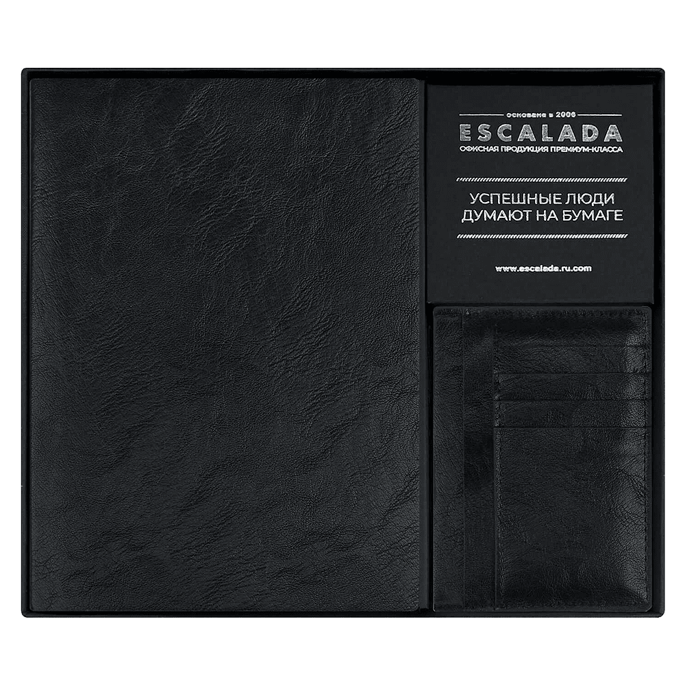 Набор ежедневник недатированный "Фланстэр", 320 страниц, + картхолдер, 100x140 мм., черный  - 3