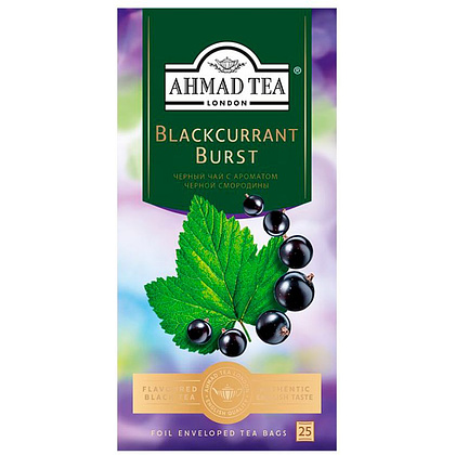 Чай "Ahmad Tea Blackcurrant Burst", 25 пакетиков x1.5 гр, черный, со вкусом черной смородины - 2