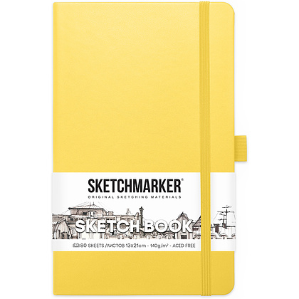 Скетчбук "Sketchmarker", 13x21 см, 140 г/м2, 80 листов, лимонный