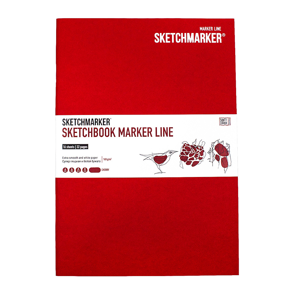Скетчбук "Sketchmarker marker line", 14,8x21 см ,160 г/м2, 16 листов, вишневый