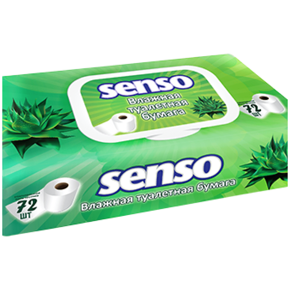 Влажная туалетная бумага "Senso" Алоэ и молочная кислота, 72 шт/упак.
