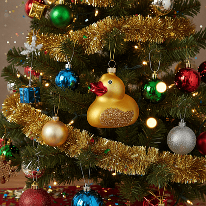 Украшение елочное "Уточка", 7 cм, стекло, желтый - 2