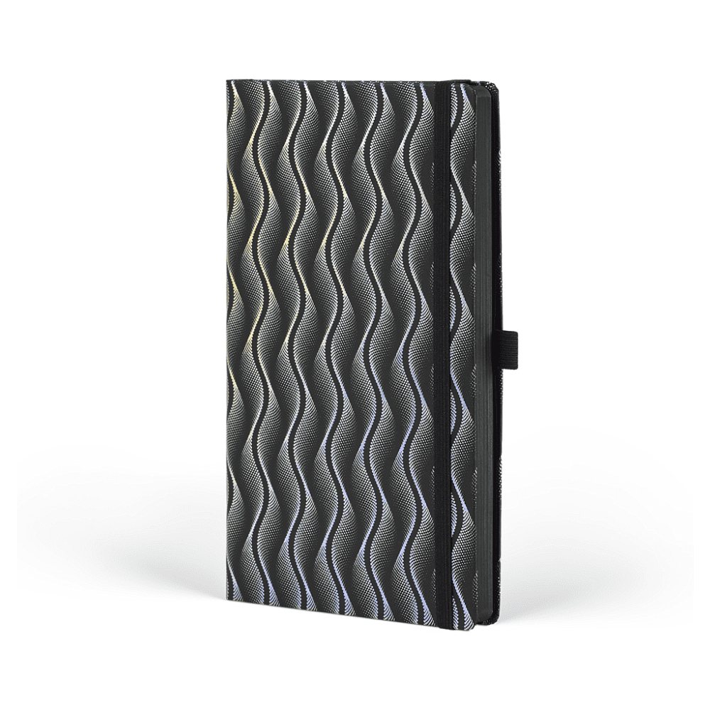 Блокнот "Optical snake", А5, 96 листов, линейка, на резинке, черный голографический