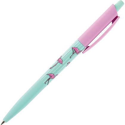 Ручка шариковая автоматическая "HappyClick. Фламинго", 0,3 мм, мятный, розовый, стерж. синий