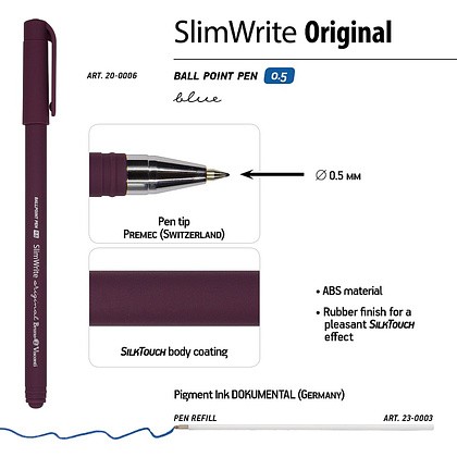 Ручка шариковая "SlimWrite. Original", 0,5 мм, пластик, ассорти, стерж. синий - 3