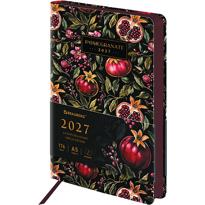 Ежедневник датированный "Vista. Pomegranate" на 2027 год, А5, 352 страницы, разноцветный, срез бордовый