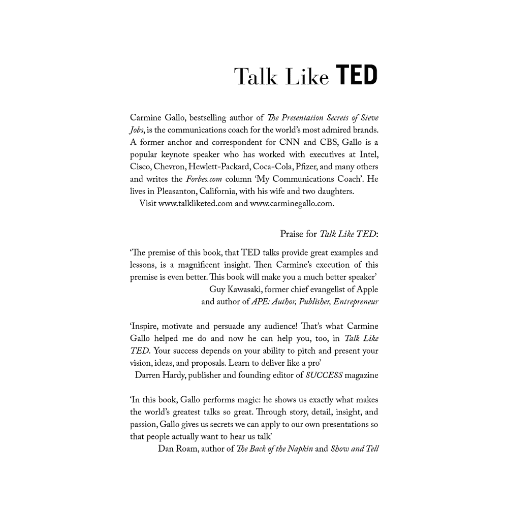 Книга на английском языке "Talk Like TED: The 9 Public Speaking Secrets of the World`s Top Minds", Carmine Gallo - 3