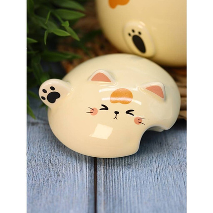 Кружка с крышкой "Chubby cat", 460 мл., керамика, с ложкой, желтый - 8 Кружка с крышкой "Chubby cat", 460 мл., керамика, с ложкой, желтый - 8