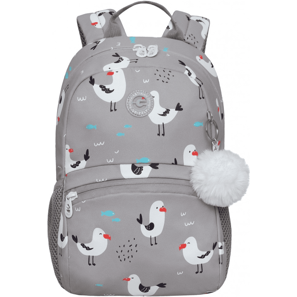Рюкзак детский "Чайки", с карманом для ноутбука, серый