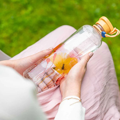 Бутылка для воды "Apricot Flower", стекло, 750 мл, прозрачный, желтый - 5