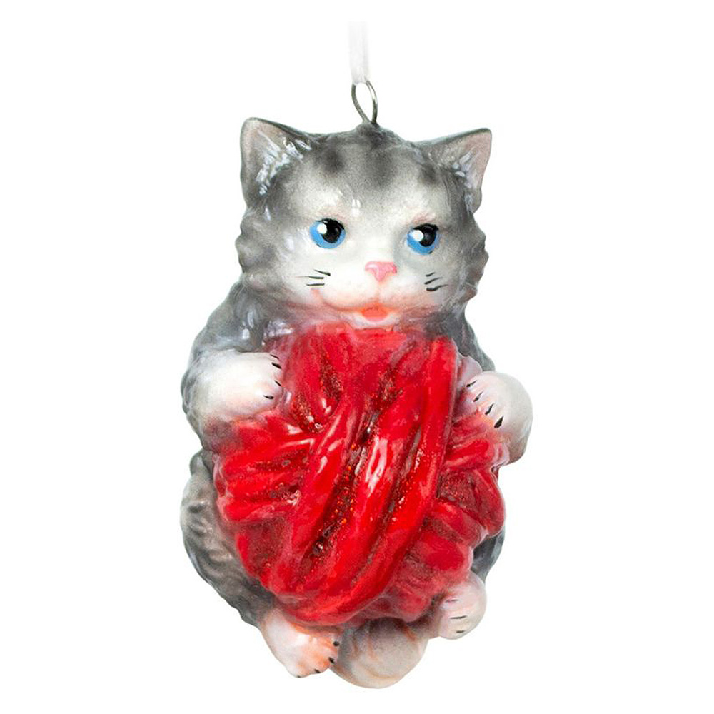 Украшение елочное "Котенок с клубочком", разноцветный