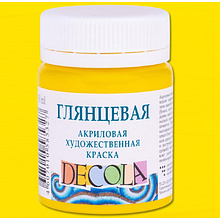 Краска акриловая глянцевая "Декола", 213 желтая светлая, 50 мл., банка