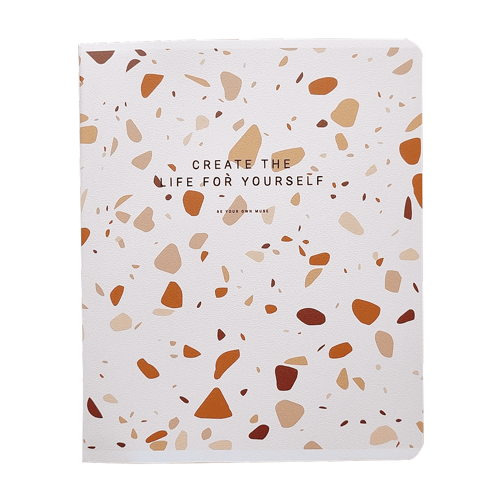 Тетрадь "Terrazzo", А5, 48 листов, клетка, скоба сбоку, бежевый