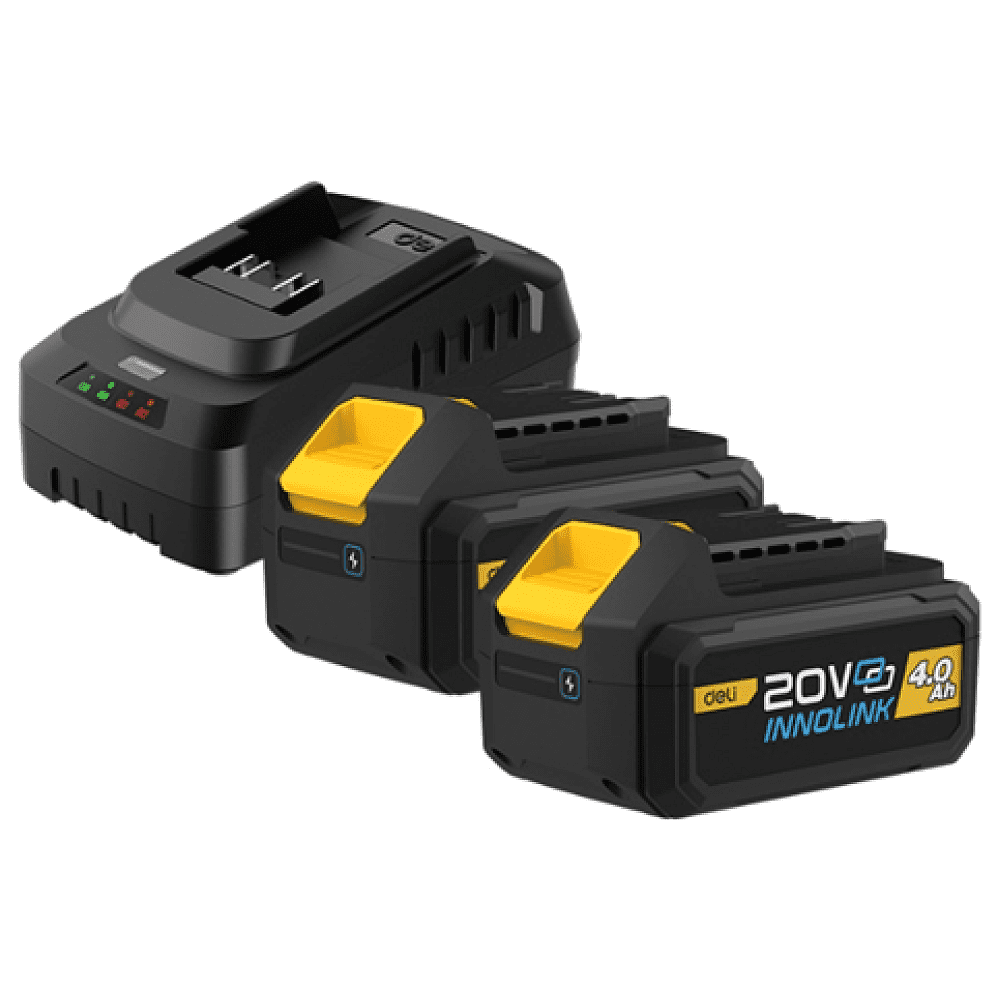 Аккумуляторная батарея "Deli", 20В, 4 Ач, 2 шт, + З/У 45 Вт, -10%