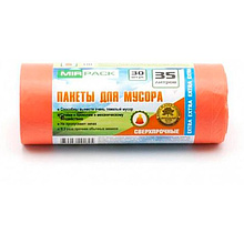 Мешки для мусора "ПНД Mirpack Extra", 12 мкм, 35 л, 30 шт/рулон, оранжевый