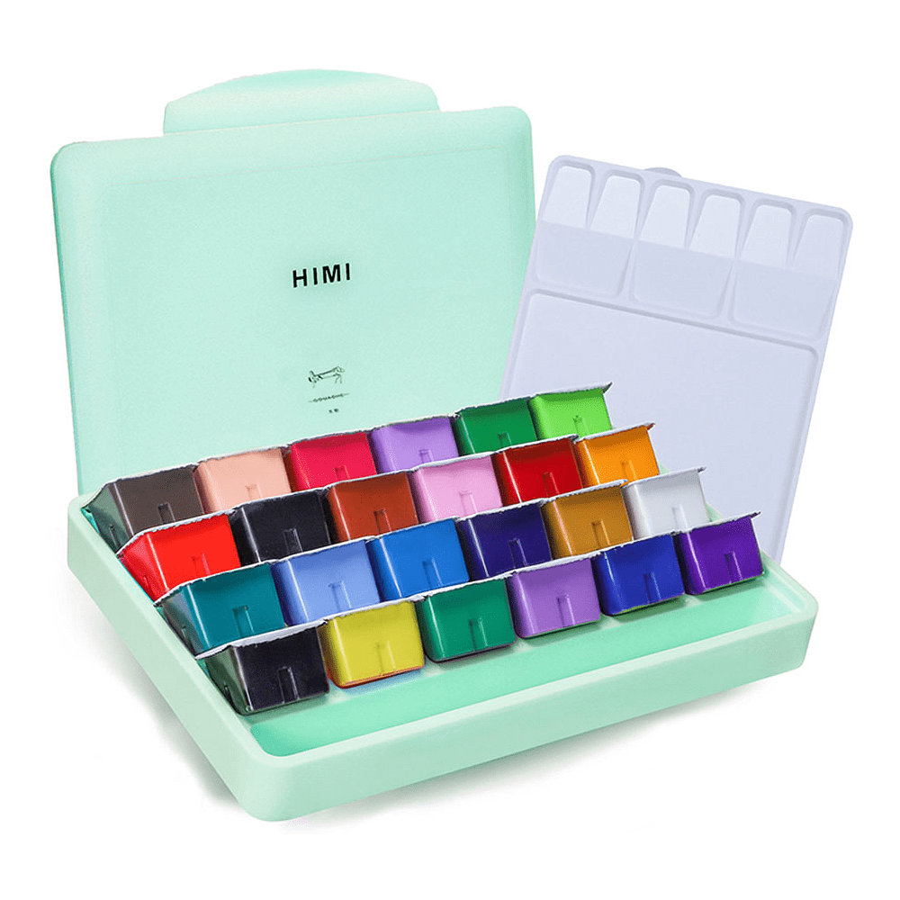 Гуашь "Himi Miya Jelly Cup", 24 цвета, 30 мл, ассорти, зеленый футляр - 7